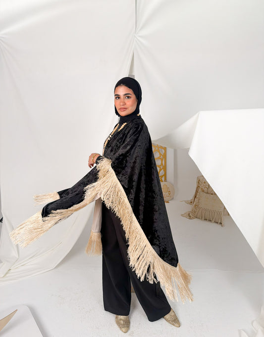 Fringed Velvet Cape
