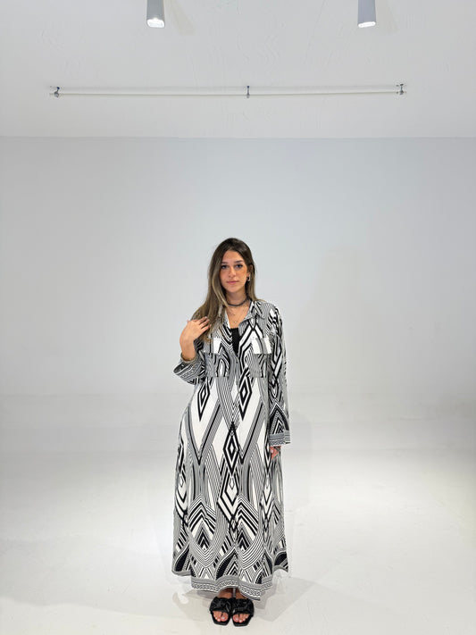 Geo Dress in Black & White