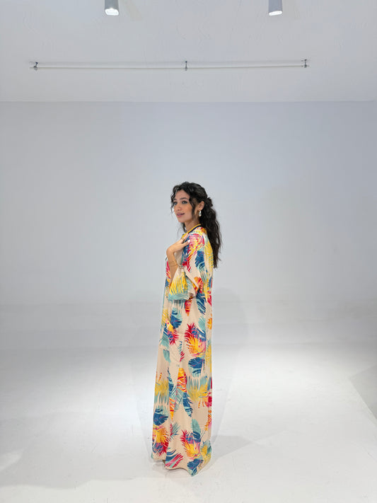 Tropical Dress in Beige