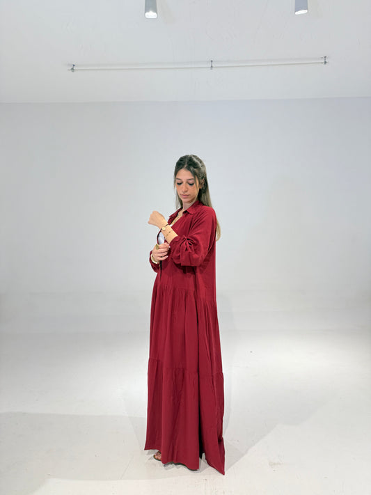 Ruffle Dress in Burgundy