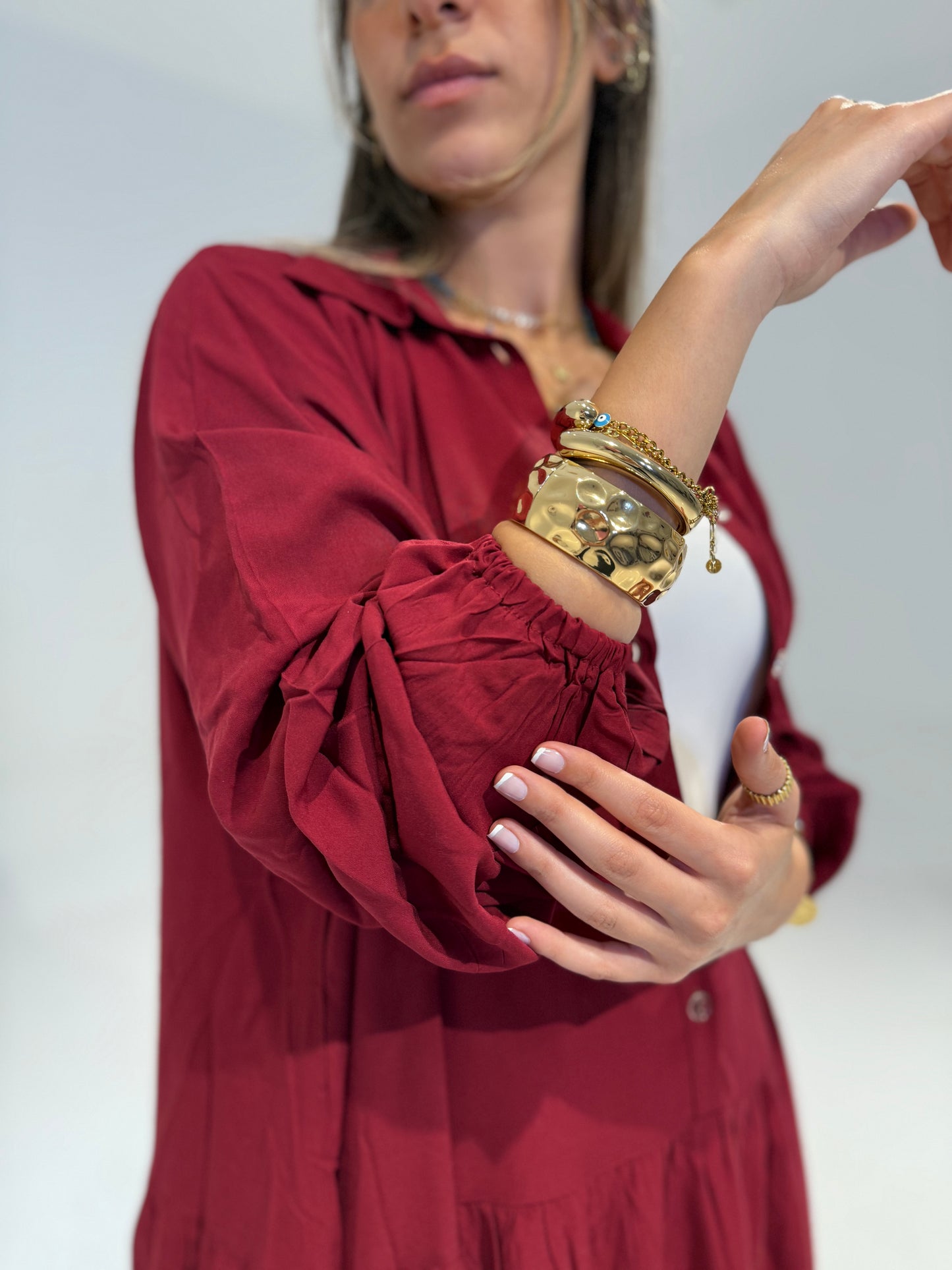 Ruffle Dress in Burgundy