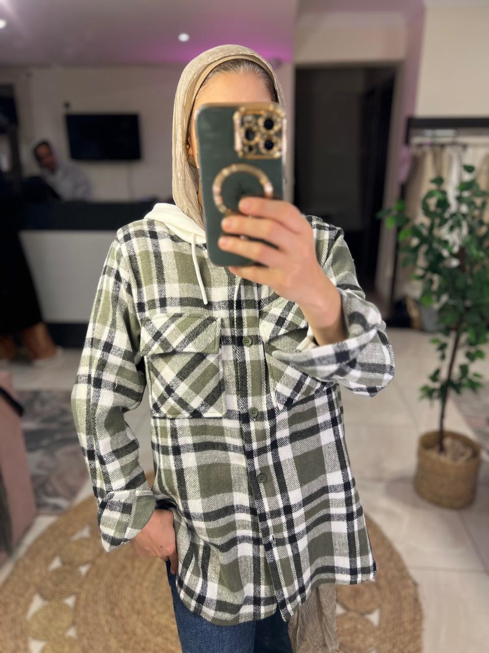 Checkered Olive shirt