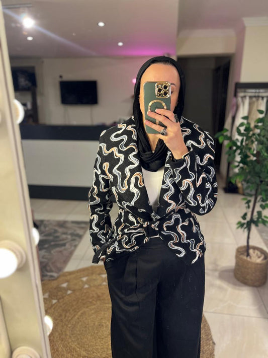 Black Embroidered Wool Jacket