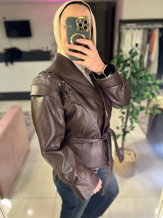 Brown leather jacket