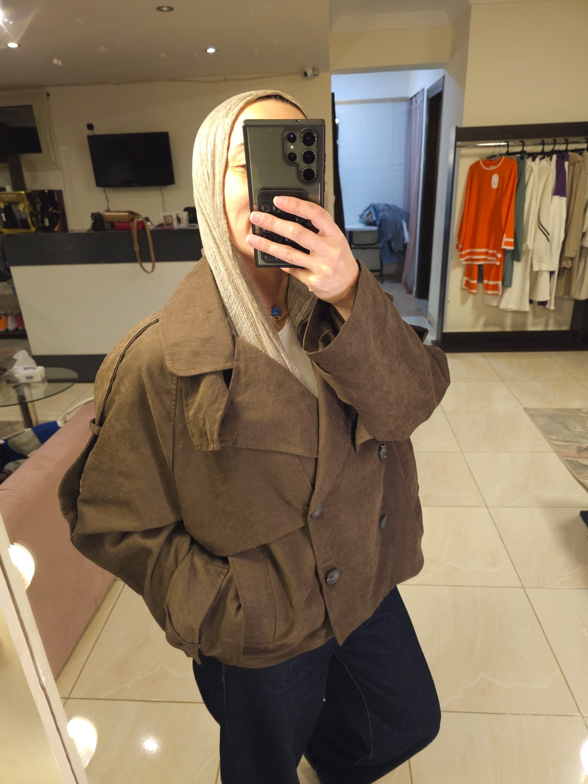 Brown Cropped trench coat