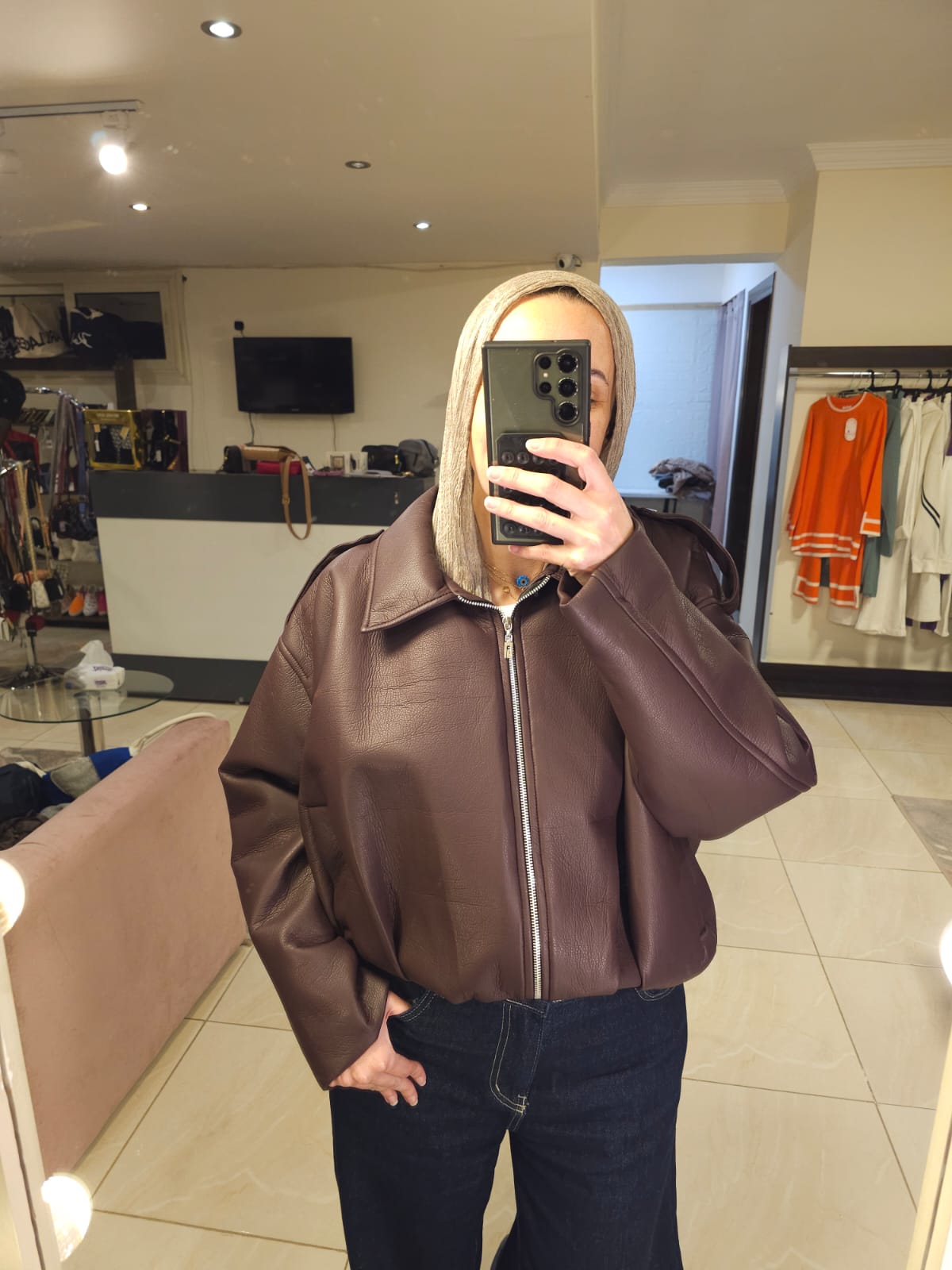 Burgundy leather jacket