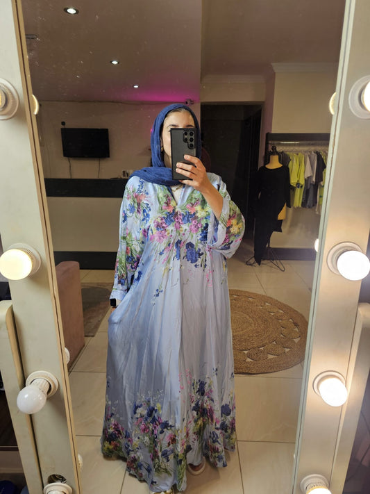Floral Italian Satin Dress