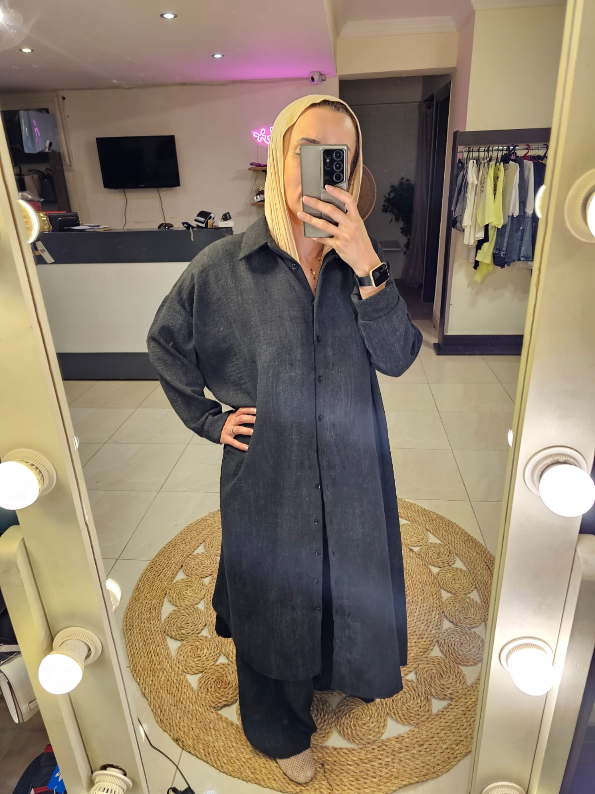 Black Turkish Long linen Set