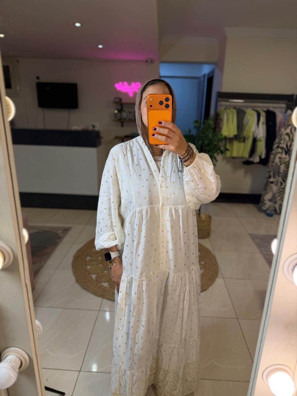 Turkish Dress Off whit & Gold