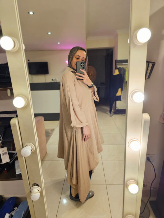 Oversized Beige long Shirt