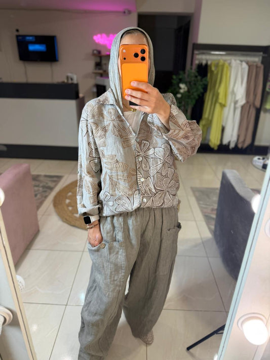 Floral linen Italian Set