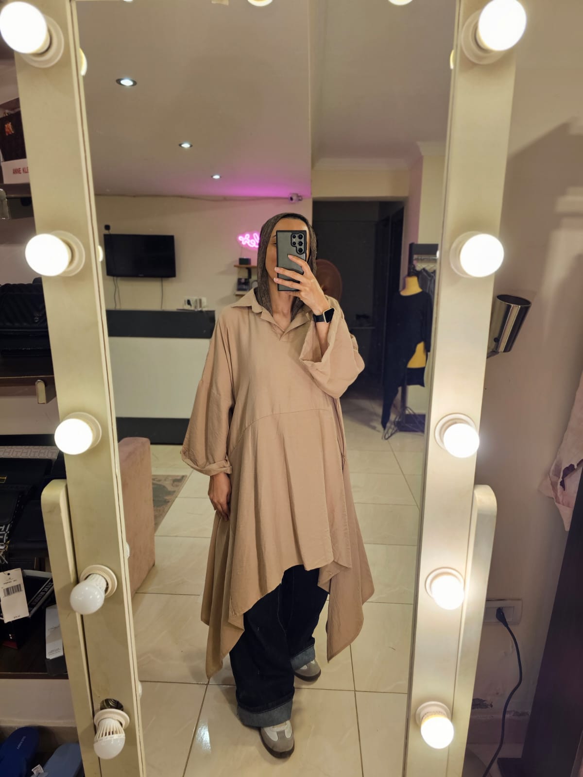 Oversized Beige long Shirt