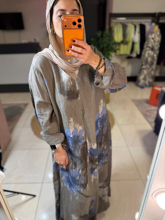 Italian Olive Floral Dress