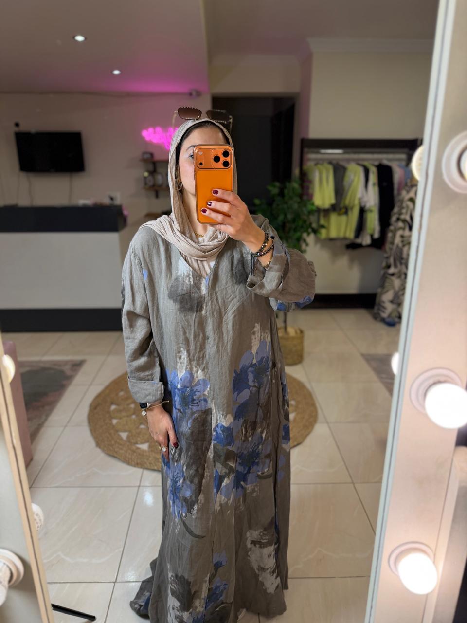 Italian Olive Floral Dress