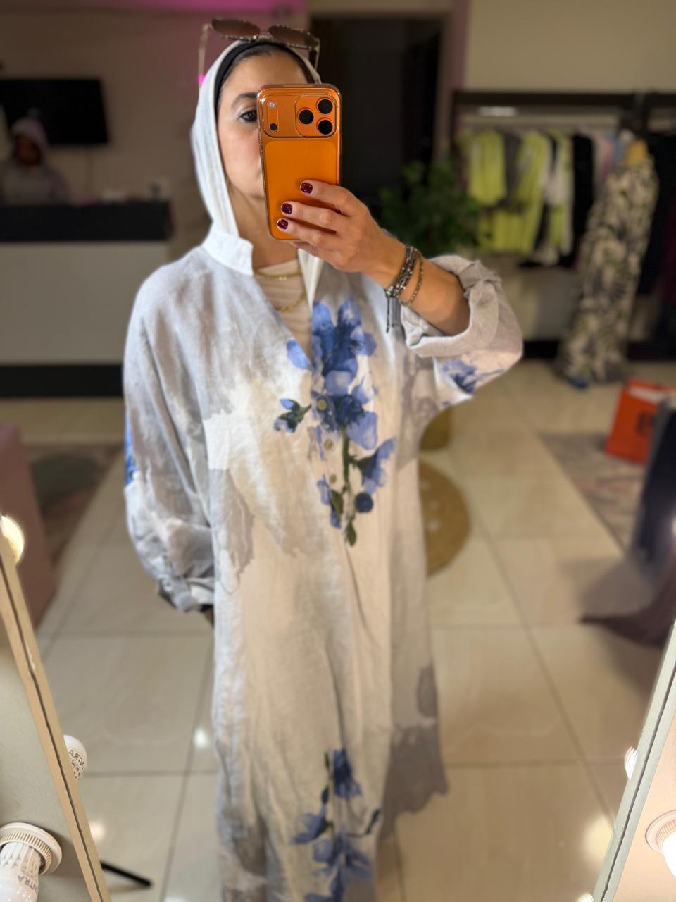 Italian light Gray Floral Dress