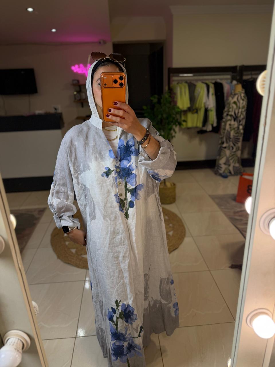 Italian light Gray Floral Dress