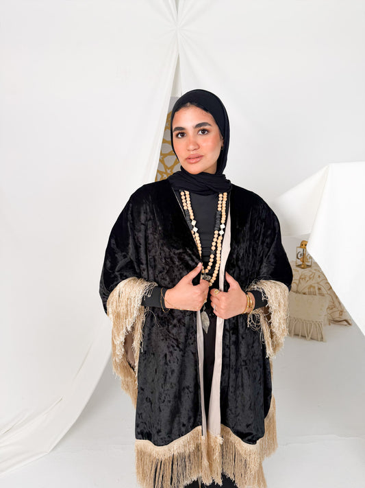 Fringed Velvet Cape