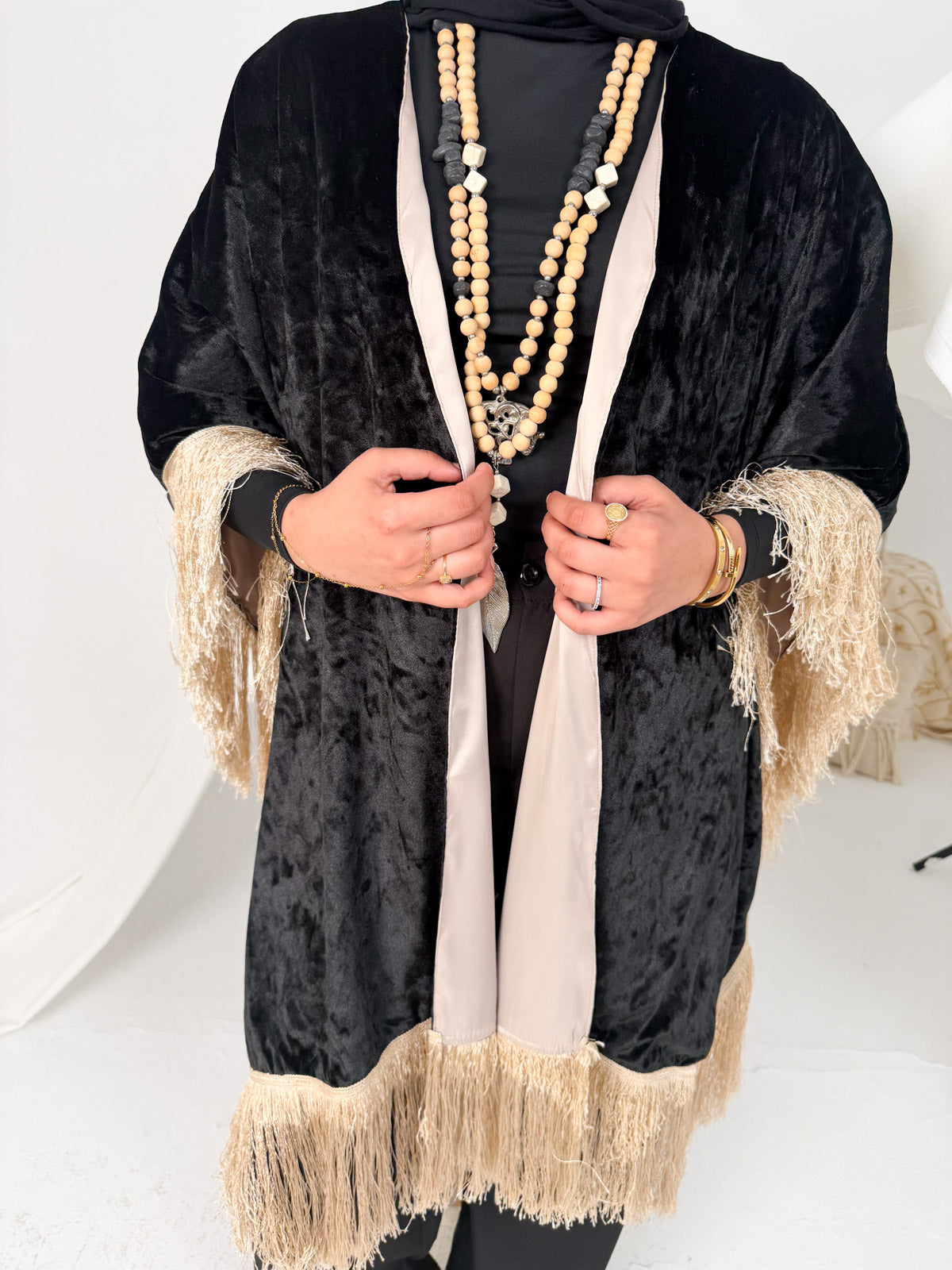 Fringed Velvet Cape