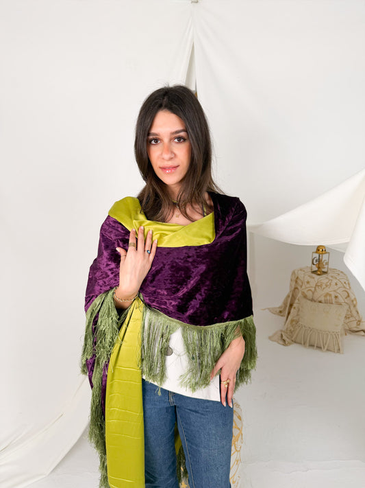 Fringed Velvet Cape