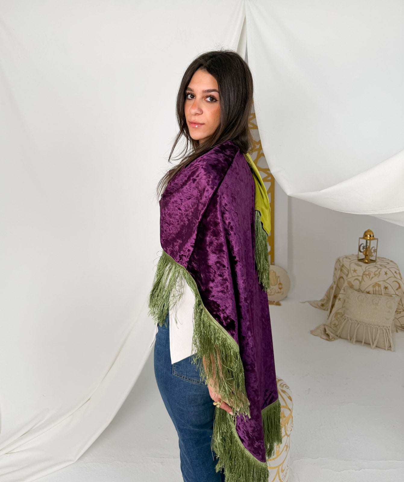 Fringed Velvet Cape