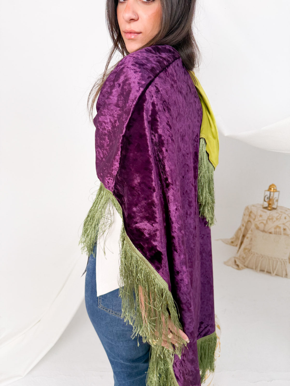 Fringed Velvet Cape