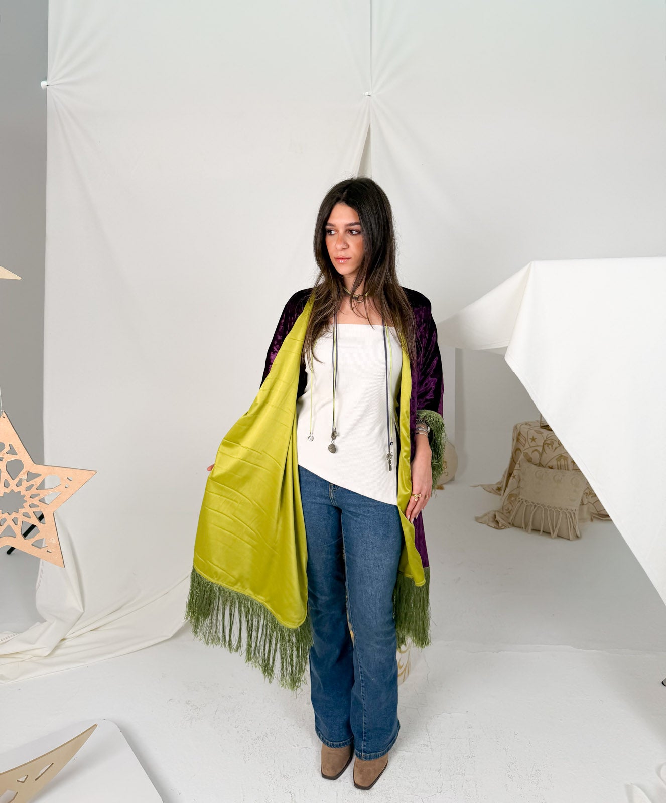 Fringed Velvet Cape
