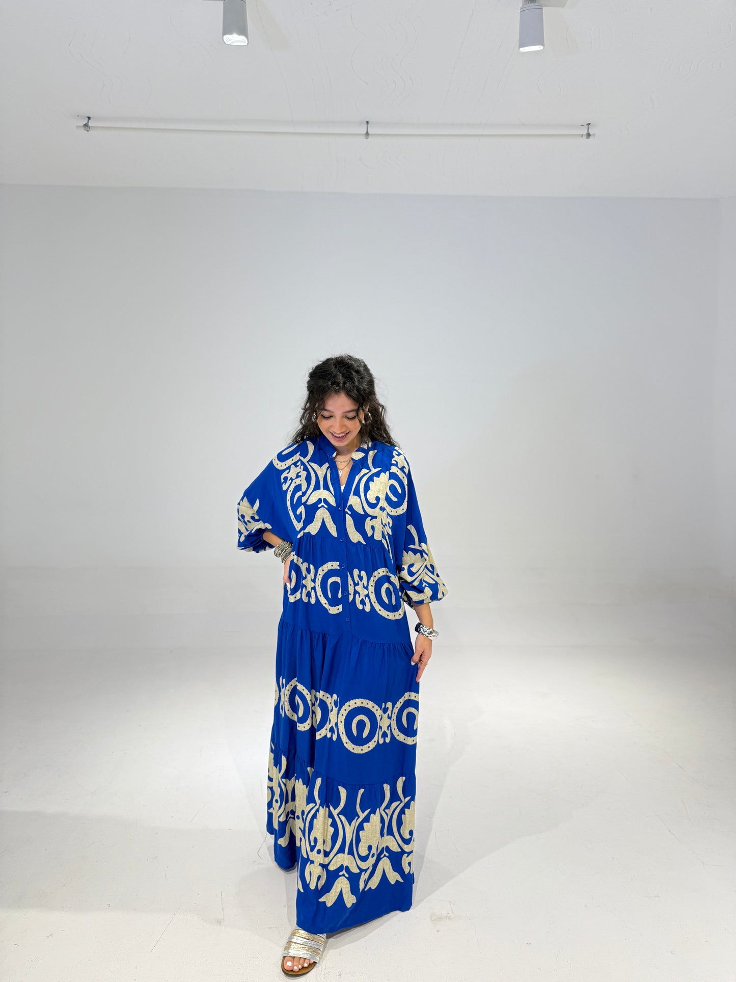 Turkish Dress Blue & Beige