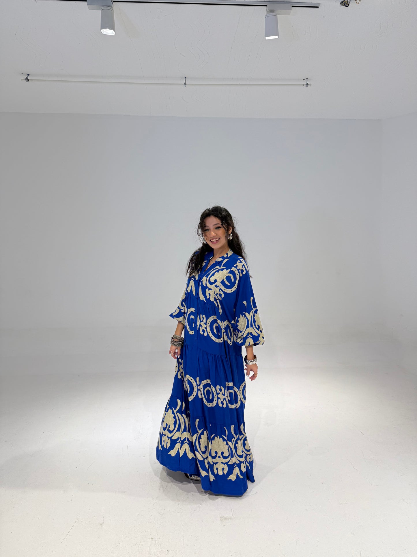 Turkish Dress Blue & Beige