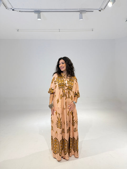 Turkish Dress Brown & Pink