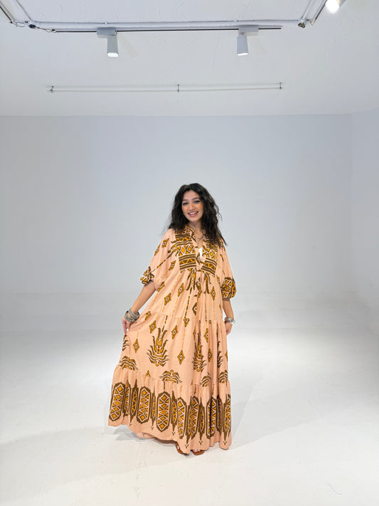Turkish Dress Brown & Pink