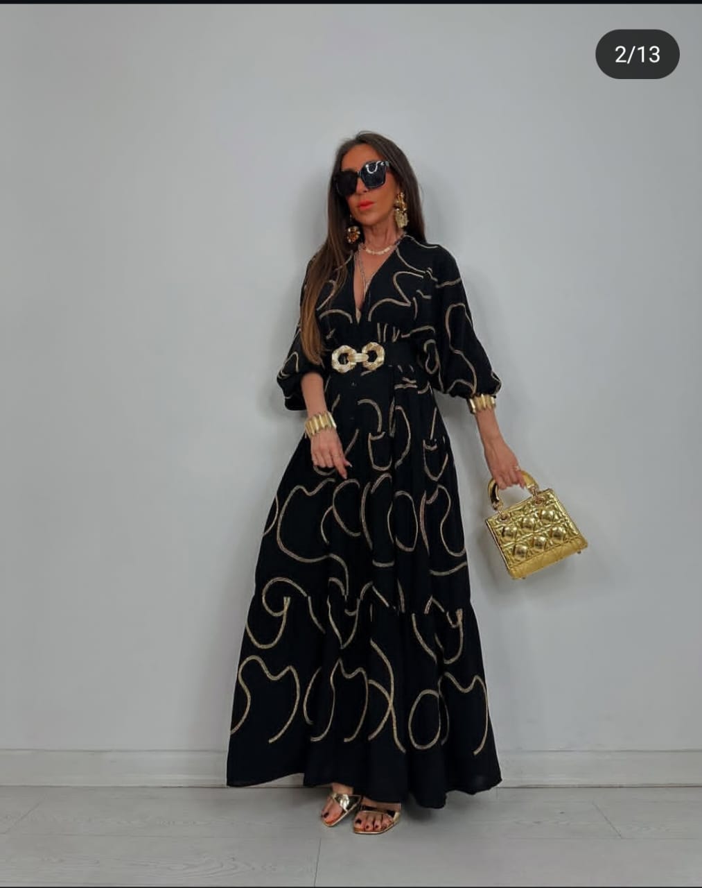 Turkish Dress Black & Gold thread