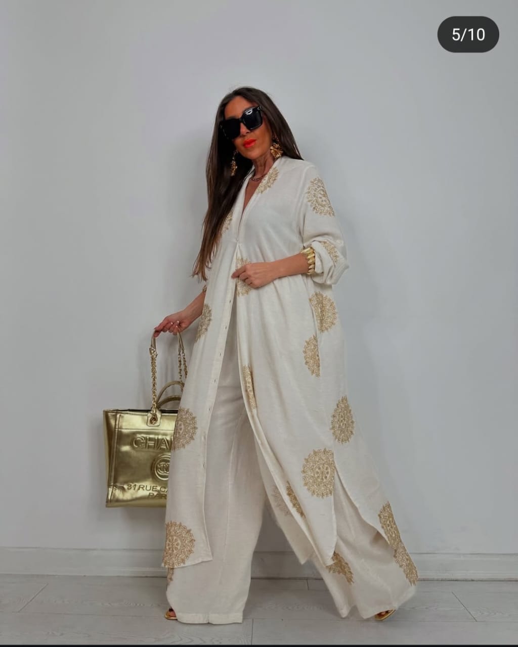 Turkish Long Set Biege & Gold