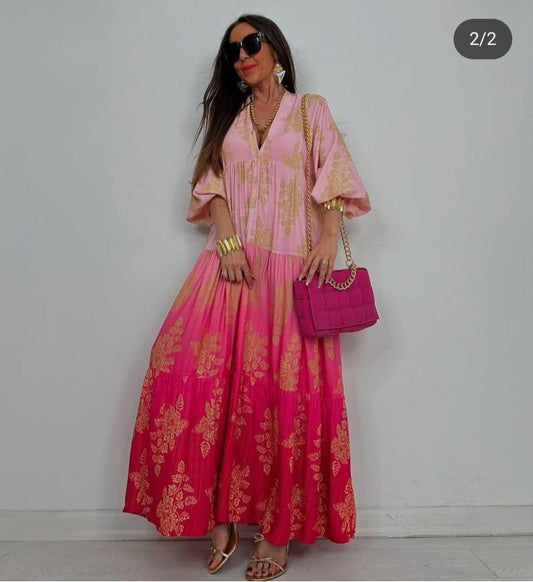 Turkish Dress Ombre Pink