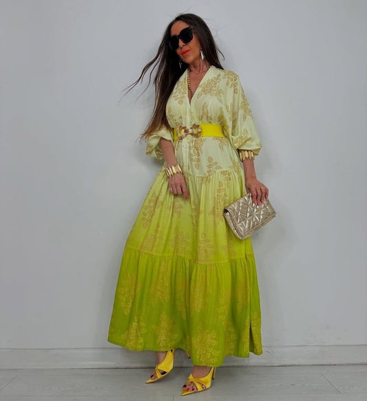 Turkish Dress  Ombre lemon yellow