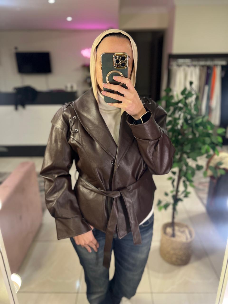 Brown leather jacket