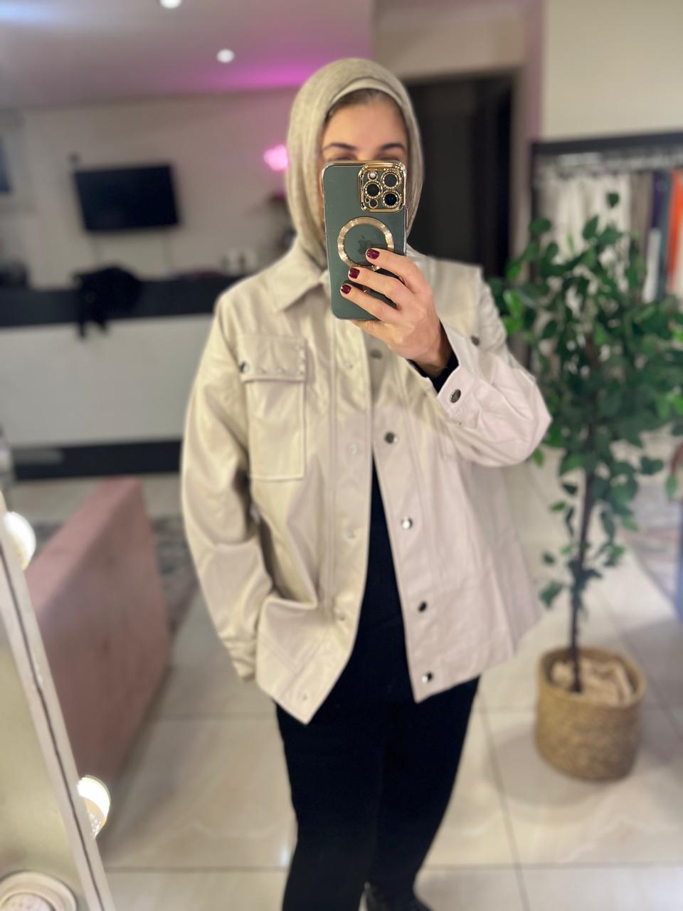 Beige  leather shirt