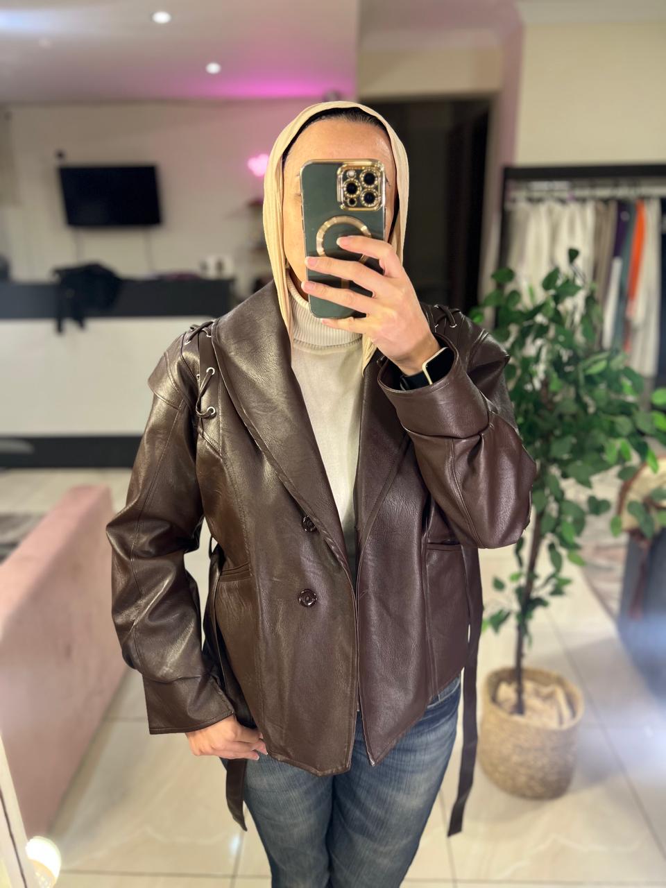 Brown leather jacket