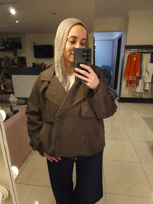 Brown Cropped trench coat