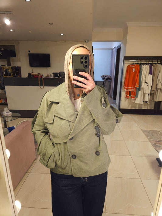 Olive Cropped trench coat