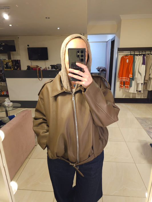 Brown leather jacket