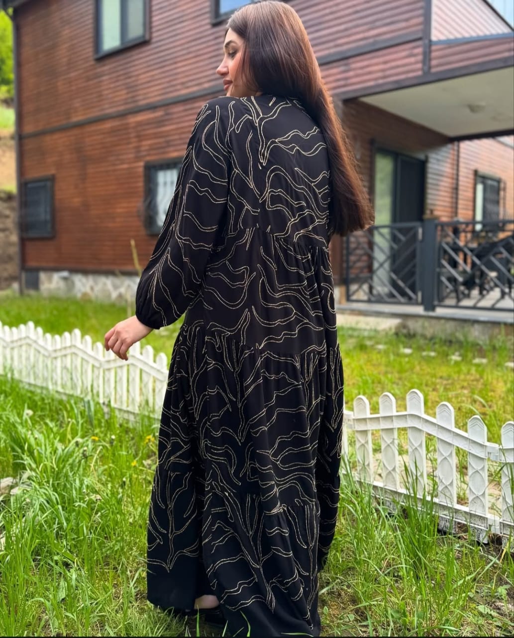 Turkish Dress Black & Gold thread