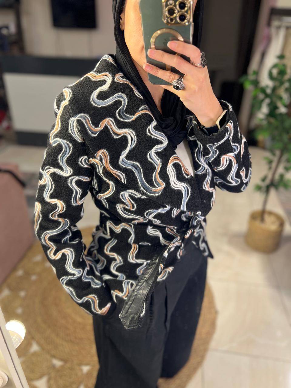 Black  Embroidered Wool Jacket